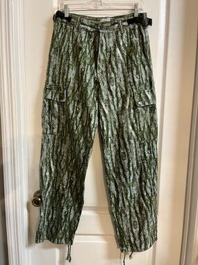 Old Stomp Men's Olive Green Camouflage Streetwear Cargo Pants